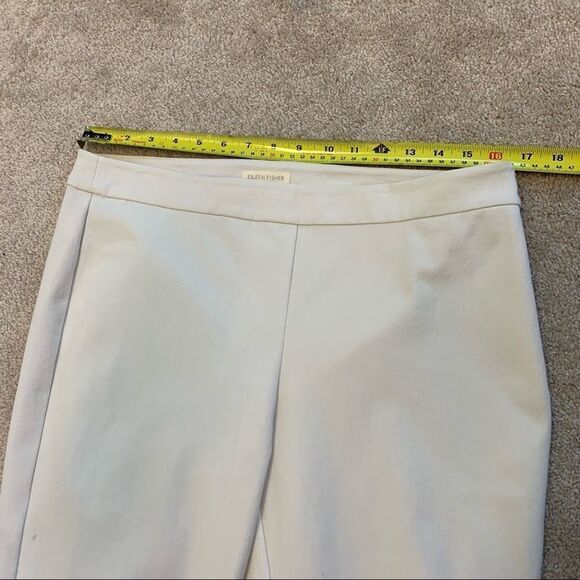 𝅺EILEEN Fisher Ivory cream Organic Cotton Stretch Slim Capri Pants Sz M - Picture 10 of 14